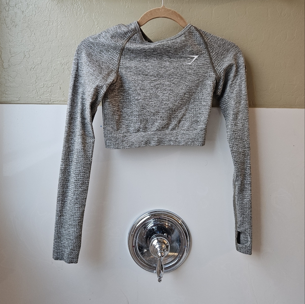Gray Long Sleeve Crop Top